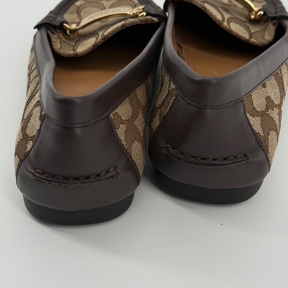 Coach Olive Signature Monogram Loafers Brown Canvas Gold Hardware Size 8.5B - Picture 7 of 8